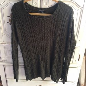 Olive green cable knit sweater